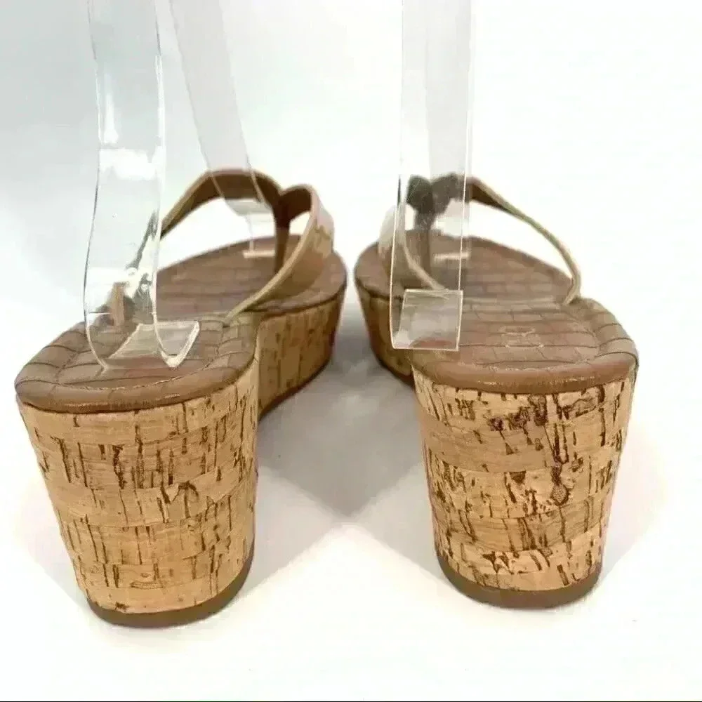 New Cato Womens sandals size 8 taupe flip flops cork platform